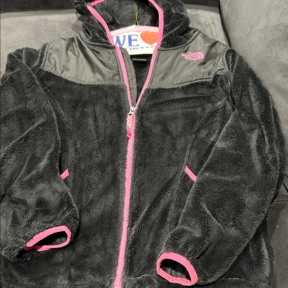 Girls The North Face Black Pink Fleece Jacket XL 18